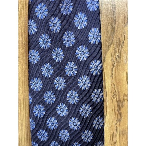 Ermenegildo Zegna Tie Mens Blue Silk Floral Jacquard Italy Disegno Esclusivo Lux - Picture 2 of 7